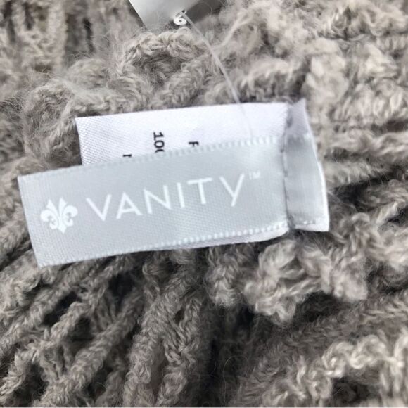 Vanity Gray Open Knit Infinity Scarf with cream lace trim- New With Tags - Picture 12 of 15